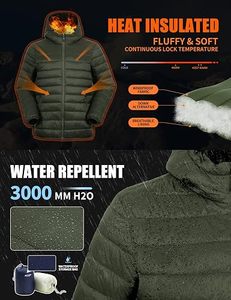 <b>Men's</b> Lightweight Packable Puffer Jacket Waterproof Winter Hood Jacket Custom Packable Quilted Puffer Jacket With Storage <b>Pouch</b> - Product Image 5