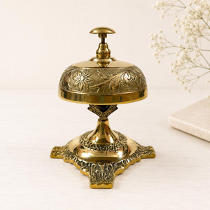 Campana de Mesa de Latón para Recepción, Hotel, Spa, Restaurante y Decoración del Hogar, Campana de Servicio Vintage para Escritorio, Oficina y Mostrador - Product Image 1