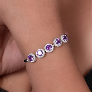 925 Sterling Silver <b>Amethyst</b> Bead <b>Bracelet</b> for Women Sterling Silver Handmade <b>Bracelet</b> Wholesale Online Handmade Wholesale Bulk - Product Image 2