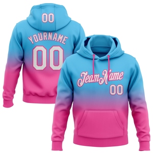 Sudadera con Capucha para Hombre, Diseño Nuevo, Personalizada, en Degradado Azul Cielo, Blanco y Rosa, de Poliéster/Algodón, Venta al Por Mayor Directa de Fábrica - Product Image 1