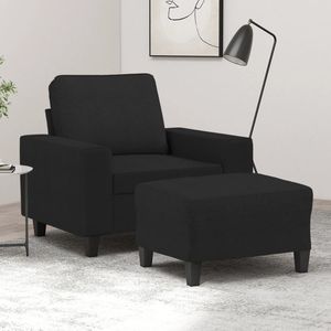 Poltrona in tessuto nera da 23,6 pollici con poggiapiedi per soggiorno - Product Image 1