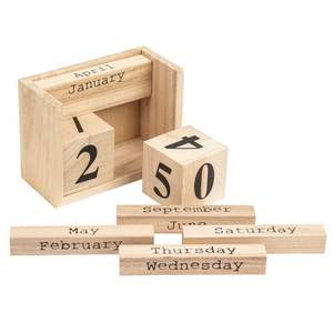 Calendario de Escritorio con Base de Madera Ecológica Hecha a Mano, Decoración de Mesa para el Hogar u Oficina, Regalo para la Inauguración de una Casa, Ramadán, Fábrica - Product Image 1