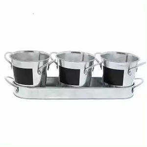 Modern Designs Indoor Herb Garden Planter Set of 3 With Tray Metal <b>White</b> Plant <b>Pots</b> for Outdoor or Indoor Planters - Product Image 3