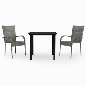 Set da pranzo da giardino grigio e nero - Product Image 2