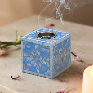 Juego de quemador de incienso de lujo con incrustaciones de nácar y cúpula de acrílico transparente, Mubkhar árabe hecho a mano para Oud, incienso y hogar elegante - Product Image 4