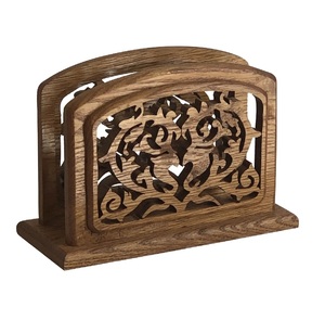 Porte-serviettes en bois, petite taille, forme cintrée, artisanal, en bois de manguier, décoration rustique pour table de cuisine, support à serviettes - Product Image 3