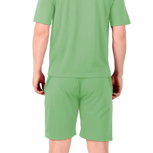 Ensemble t-shirt et short pour homme, prix bas, vert clair, tissu confortable et respirant, coton, fabriqué au Pakistan - Product Image 6