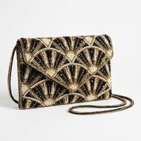Sac de soirée bohème personnalisé OEM en polyester perlé, fait main, motif vie marine, avec rabat en perles de rocaille, fermeture à boucle et sangle unique