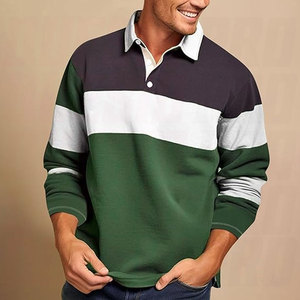 Nouveau design Maillot de rugby Polo Homme Vente en gros Col polo Épaules tombantes Color block Oversize Sweat-shirts de rugby Vêtements de sport - Product Image 2