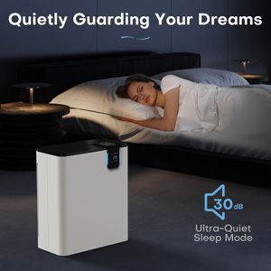 Purificateur d'air pour grande pièce avec moniteur de qualité de l'air automatique, filtre puissant qui capture la poussière, les squames d'animaux et le pollen, couvre 109 pieds carrés, blanc - Product Image 6
