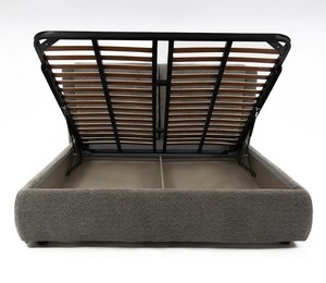 Modern Upholstered Fabric Wood <b>Bed</b> Frame <b>King</b> <b>Size</b> with Hydraulic Storage Soft <b>Bed</b> Mango Wood Quilted <b>Headboard</b> and Footboard - Product Image 6