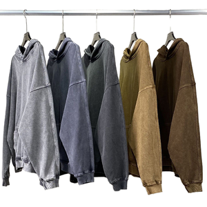 Sudadera con Capucha Oversize para Hombre, Color Liso, Algodón French Terry, Casual, con Bolsillo, Manga Larga, Estilo Lavado, para Otoño - Product Image 5