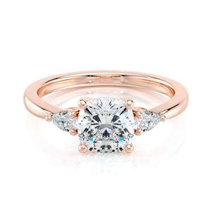 Bague de fiançailles à trois pierres en diamant de laboratoire taille coussin certifié IGI, or jaune 10K, avec pierres latérales marquise, bijou de mariage et de fête, cadeau - Product Image 5