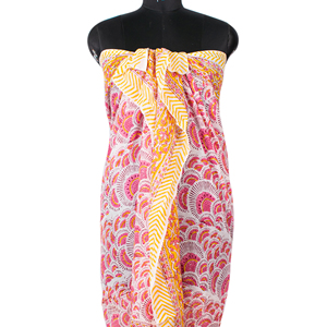 Vibrant Multicolor Handmade Block Printed Eco-friendly Reversible Cotton Sarong Long Pareo Summer Dress <b>Wrap</b> Scarf - Product Image 3