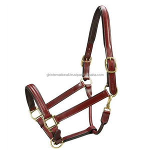 Cabestro de caballo de cuero cosido triple Halter de caballo de cuero acolchado de lujo en cuero genuino marrón negro o bronceado tamaños personalizados - Product Image 2