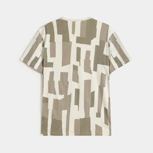Camiseta de Manga Corta con Estampado Geométrico para Hombre, Cuello Redondo, Corte Regular, Tejido Informal - Product Image 2