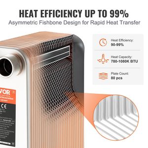 Intercambiador de Calor de Placas Soldadas, 80 Placas, Cobre/Acero Inoxidable 316L, Intercambiador de Calor de Agua, 80 Placas, Intercambiador de Calor Soldado - Product Image 2