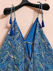 Vestido Largo de Verano con Estampado y Cuello en V para Mujer, Estilo Bohemio, Espalda Descubierta, Vestido Maxi de Seda para la Playa o la Noche - Product Image 5