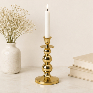 Classic Gold Brass <b>Bubble</b> Stem Candlestick Holder Minimalist Metal Candle Stand For Hotel Decor Wholesale Low MOQ OEM - Product Image 2