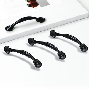 Modern Minimalist Zinc Alloy Curved Matte <b>Black</b> Cabinet Pull Handles for Dresser Wardrobe Kitchen Bathroom-Durable Eco-Friendly - Product Image 1