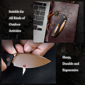 Couteau pliant, lame en acier inoxydable, manche en bois, couteau de camping pour la survie en plein air et l'usage quotidien, OEM personnalisable, cadeau pour homme - Product Image 4