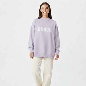Sweat-shirt col montant 100 % coton pour femme, grande taille, pull oversize, vente en gros - Product Image 1