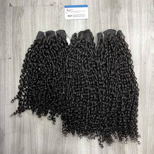 Top Texture Vietnamese Raw Human Hair SDD Pixie <b>Curly</b> Weft Hair <b>Extensions</b> Jet Black Ready To Ship - Product Image 5
