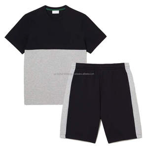 Wholesale Men 2 Piece Jogger Set Custom Unisex Two Tone Short Twin Set Men Oversize Men Summer Short Sleeve T Shirt&Shorts Sets - Product Image 6