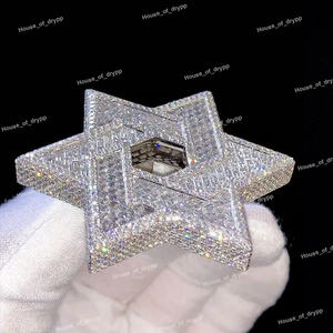 Colgante Estrella de David con Incrustaciones de Diamantes Moissanite, Elaborado en Plata 925, Colgante Religioso de Lujo Estilo Hip Hop, Regalo para Hombre - Product Image 3