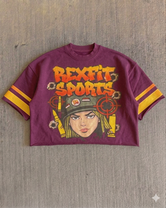 เสื้อยืดโอเวอร์ไซส์สีดำล้างสีสไตล์สตรีทแฟชั่น คอโอ แบรนด์ REXFIT SPORTS สำหรับผู้ชาย ผ้าฝ้าย พิมพ์ลายตามสั่ง - Product Image 6