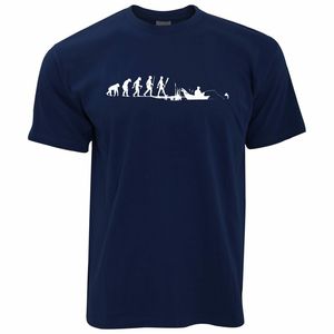 T-shirt en coton doux 320g à manches courtes et col rond bleu clair avec imprimé Evolution Fishing pour homme, coupe décontractée classique - Product Image 3