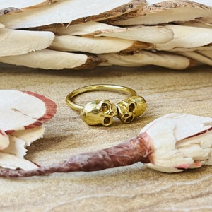 Statement Design Skull <b>Ring</b> Gothic Brass Band <b>Ring</b> For Men Gold Plated Double Skeleton <b>Open</b> Jewelry Wholesale Punk Biker <b>Ring</b> - Product Image 3