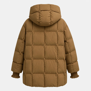 Chaqueta Larga Acolchada con Capucha para Mujer, Color Sólido, Relleno de Poliéster, Abrigo de Invierno, Manga Larga, Grueso y Cálido - Product Image 3