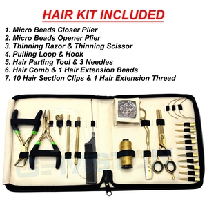 Professional Hair Extension Tool Kit Set – Micro <b>Beads</b> Pliers Loop Hook <b>Thread</b> Clips & Scissors– Hair Extension Installation Kit - Product Image 2