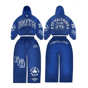 Conjunto Deportivo Urbano, Cortavientos, Transpirable, Estampado, Sudadera con Capucha y Cierre Completo, Pantalones, 100% Algodón, Corte Regular, Color Negro - Product Image 4