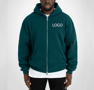 Sweat à capuche personnalisé zippé en molleton de coton premium, style streetwear uni, veste zippée de haute qualité, double fermeture éclair, imprimé 3D, vente en gros - Product Image 2