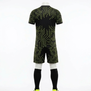 Conjunto de Uniforme de Fútbol Personalizado con Patrón de Circuito Verde Neón Negro, Camiseta de Manga Corta y Pantalones Cortos, Ropa Deportiva para Equipo - Product Image 3