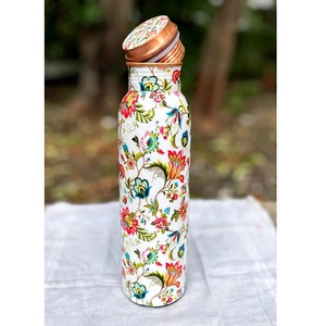 Floral Pattern <b>Copper</b> <b>Water</b> <b>Bottle</b> With <b>Copper</b> Lid Portable Outdoor Drinkware - Product Image 5