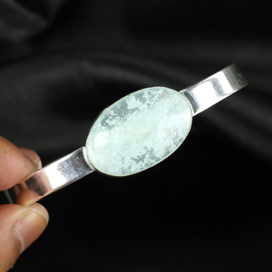 Top Selling Aqua Crackle Glass <b>Bracelet</b> 925 Sterling <b>Silver</b> Plated Adjustable <b>Cuff</b> <b>Bracelet</b> for Women Handmade Fashion Jewelry - Product Image 6