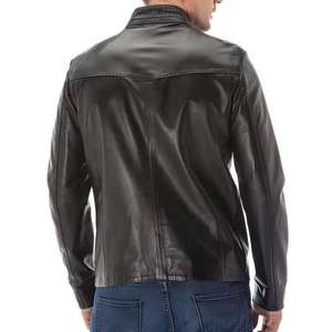 Veste en cuir d'agneau de haute qualité pour homme, hiver, résistante à l'eau, coupe-vent, respirante, écologique, teinte unie, couleur personnalisée sur le devant - Product Image 6
