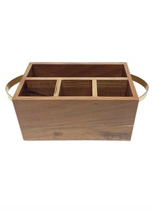 Organisateur de vaisselle en bois d'acacia, rectangulaire, à un seul niveau, style classique, sur pied, pour ateliers, avec poignée non pliable - Product Image 4