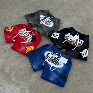 Short bleu royal délavé au soleil de qualité garantie avec strass Short de lavage brodé en détresse imprimé bouffant personnalisé - Product Image 1