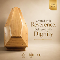 Cercueil funéraire en bois de frêne massif de qualité supérieure, artisanal, hexagonal, élégant, avec grain de bois, vente en gros, finition écologique, OEM