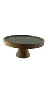 Floral Wooden Cake Stand Round Serving <b>Tray</b> Handmade Decorative Dessert Platter Dishwasher Safe for Party Wedding Kitchen Decor - Product Image 4