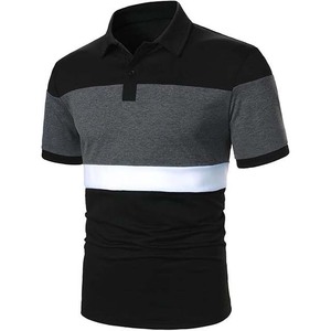 Chemise polo pour homme, manches courtes, coton, décontractée, pour le golf, noir, gris et blanc, vêtements d'été, polos pour homme - Product Image 1