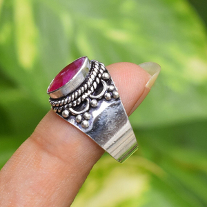 Bague en rubis rose, pierre précieuse non chauffée, sertie en clos, taille marquise, bijoux fins pour mariage, fiançailles, cadeau - Product Image 3