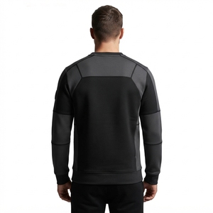 Mens Black <b>Grey</b> Panel Crewneck <b>Sweatshirt</b> Technical Casual Streetwear Pullover Long Sleeve Top - Product Image 2
