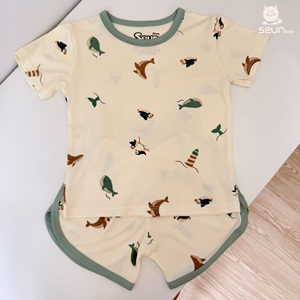 Conjunto de Ropa para Niños y Niñas, Estampado, Viscosa, Verano, Fresco, Transpirable, Suave, Ligero, Hecho en Vietnam, Comodidad Durante Todo el Día - Product Image 5