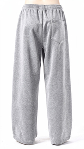 Custom Men's Baggy Cotton Fleece Sweatpants Wide Leg <b>Drawstring</b> <b>Trousers</b> Winter Warm Loose Fit Casual Streetwear Pants OEM - Product Image 2
