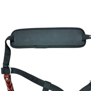 Braided Leather Horse <b>Halter</b> with Padded Crown Adjustable Nylon Rope Design Durable Cob Full Size Riding - Product Image 5